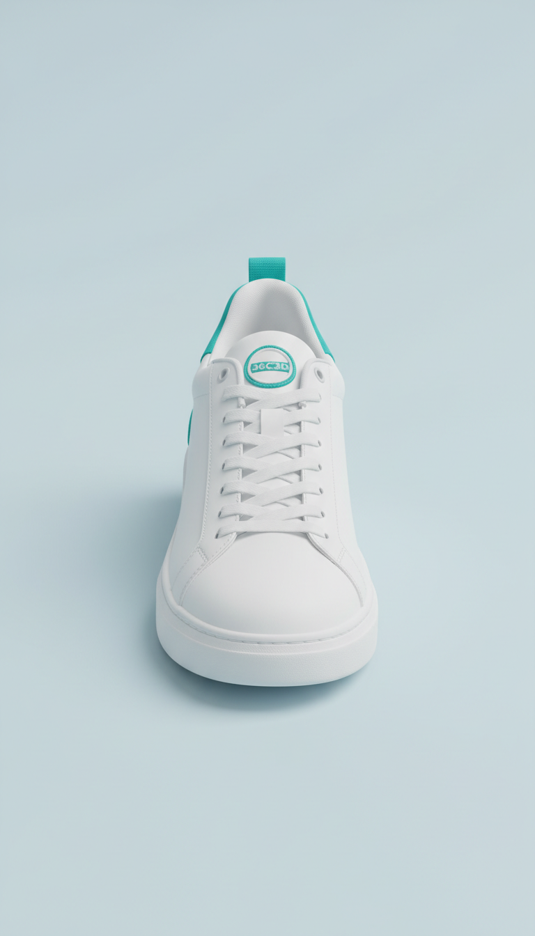 Zapatillas blancas minimalistas con acentos turquesa