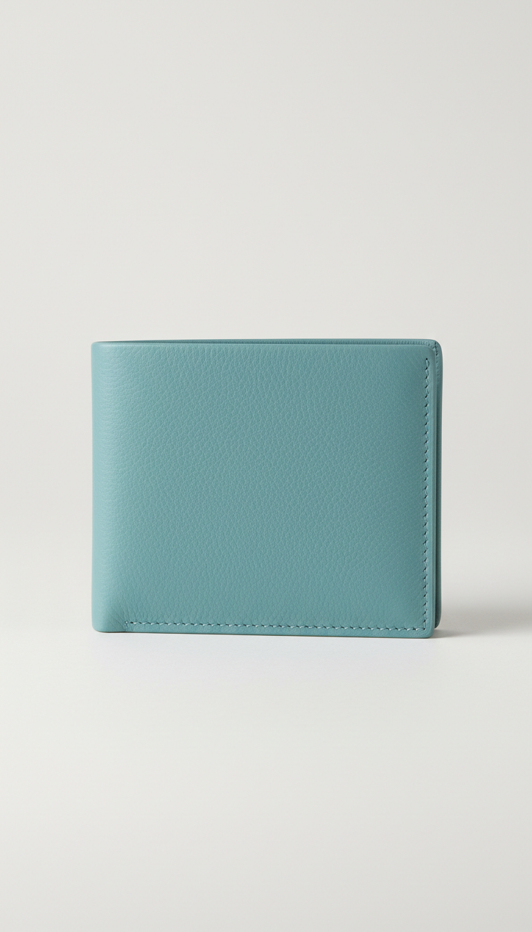 Billetera piel azul hielo