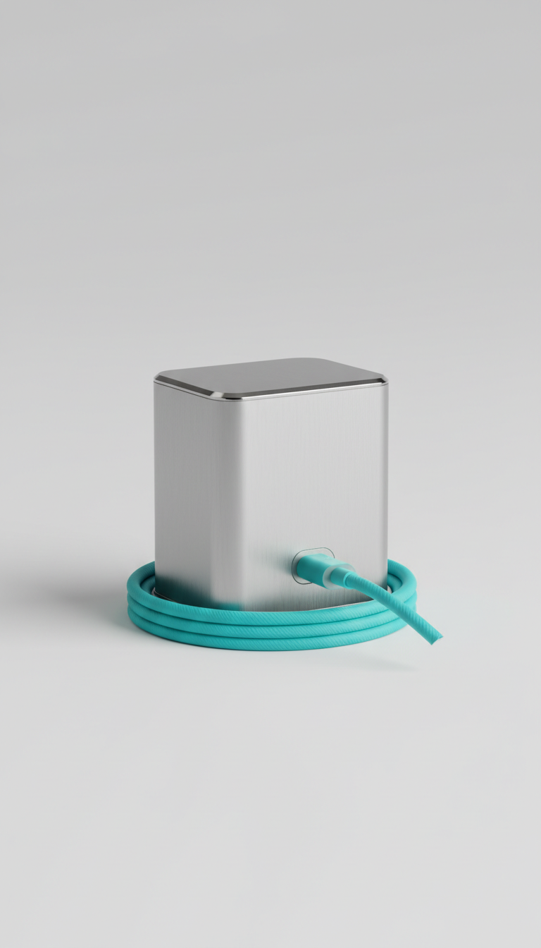 Base de carga en aluminio con cable turquesa integrado