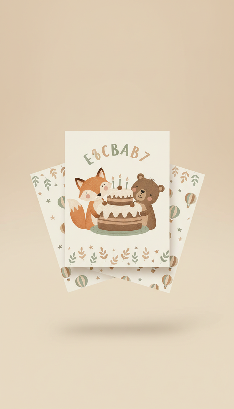 Set invitación infantil estilo fantasía ilustrada