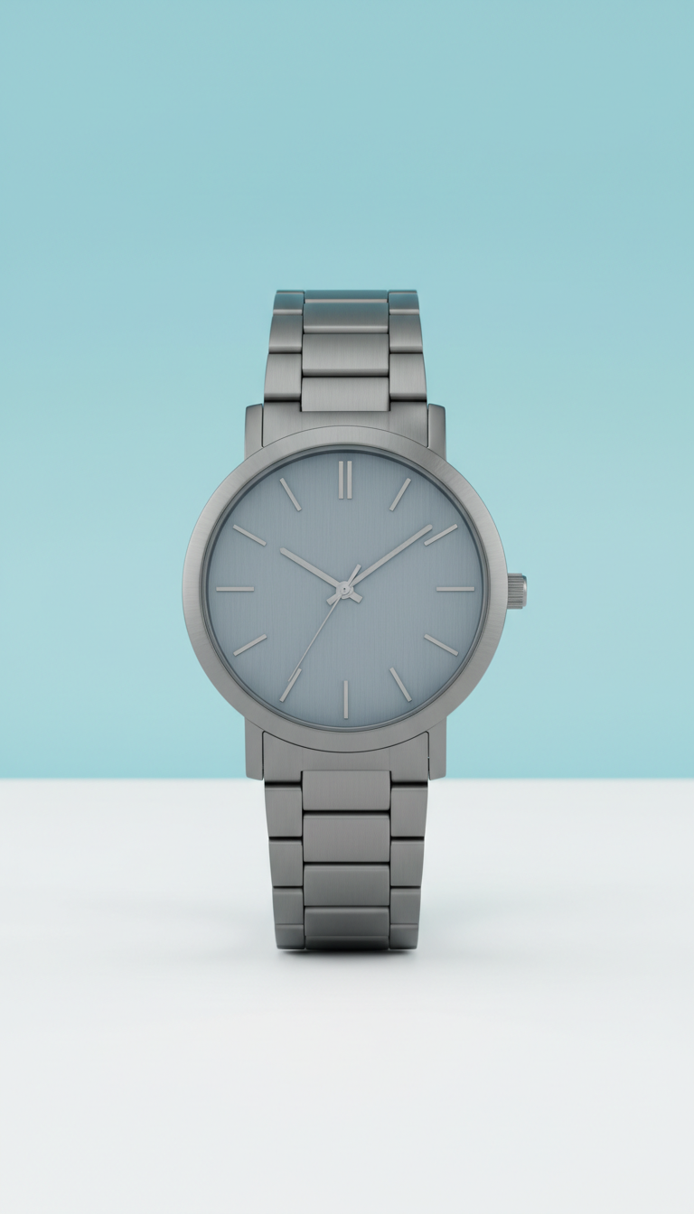 Reloj pulsera gris metal cepillado