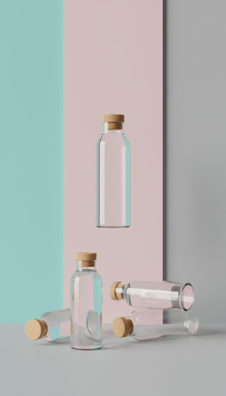 Botella de agua de vidrio minimalista