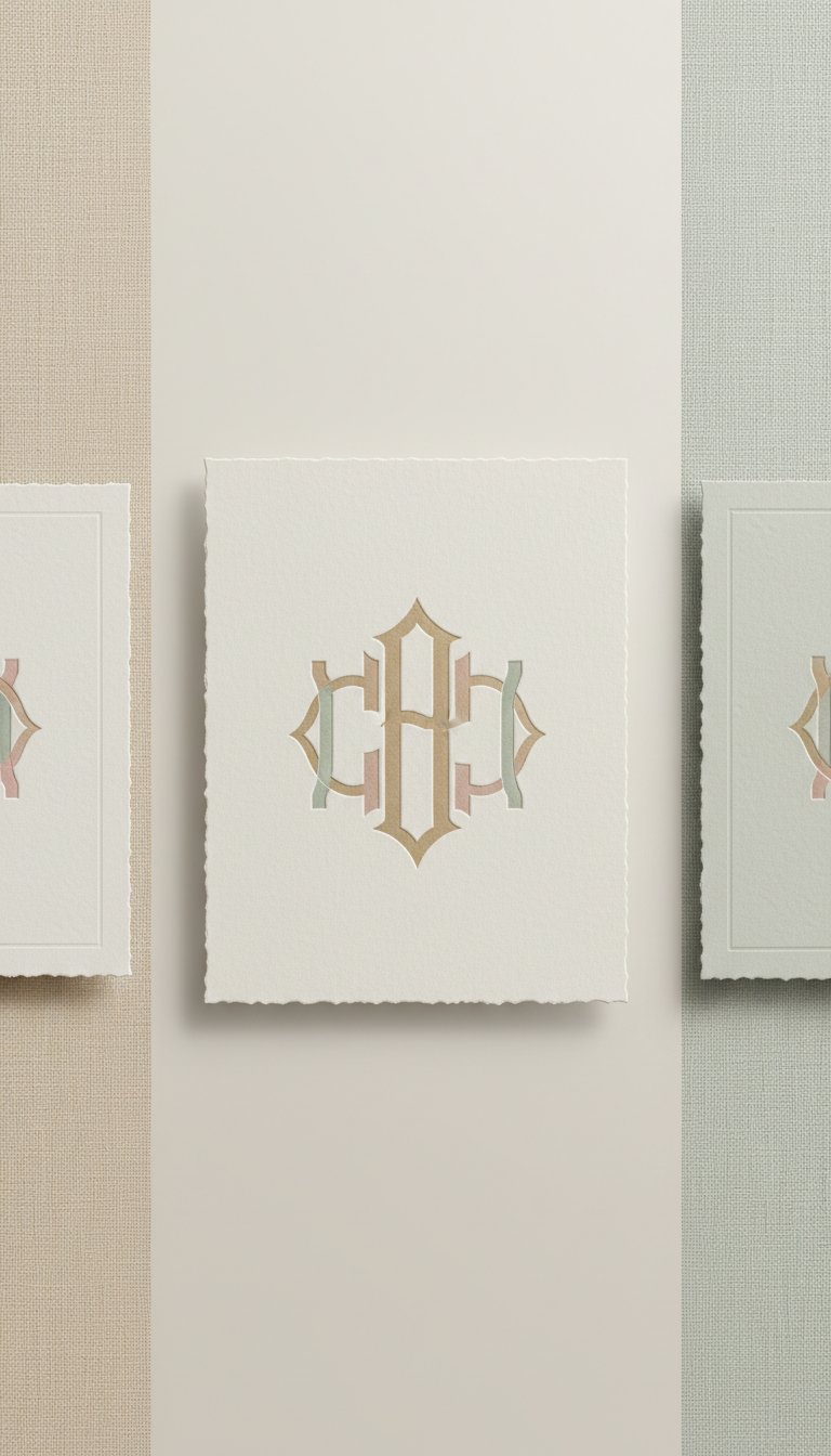 Invitación minimalista con monograma personalizado